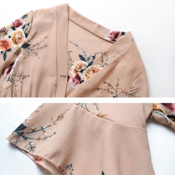 Flirty Floral Romper in Mocha - Belted - Floral California Romper - Picture 10 of 14